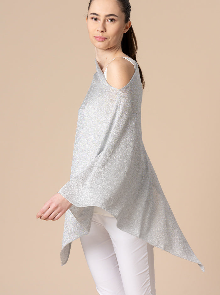 PONCHO IN LAME ARGENTO